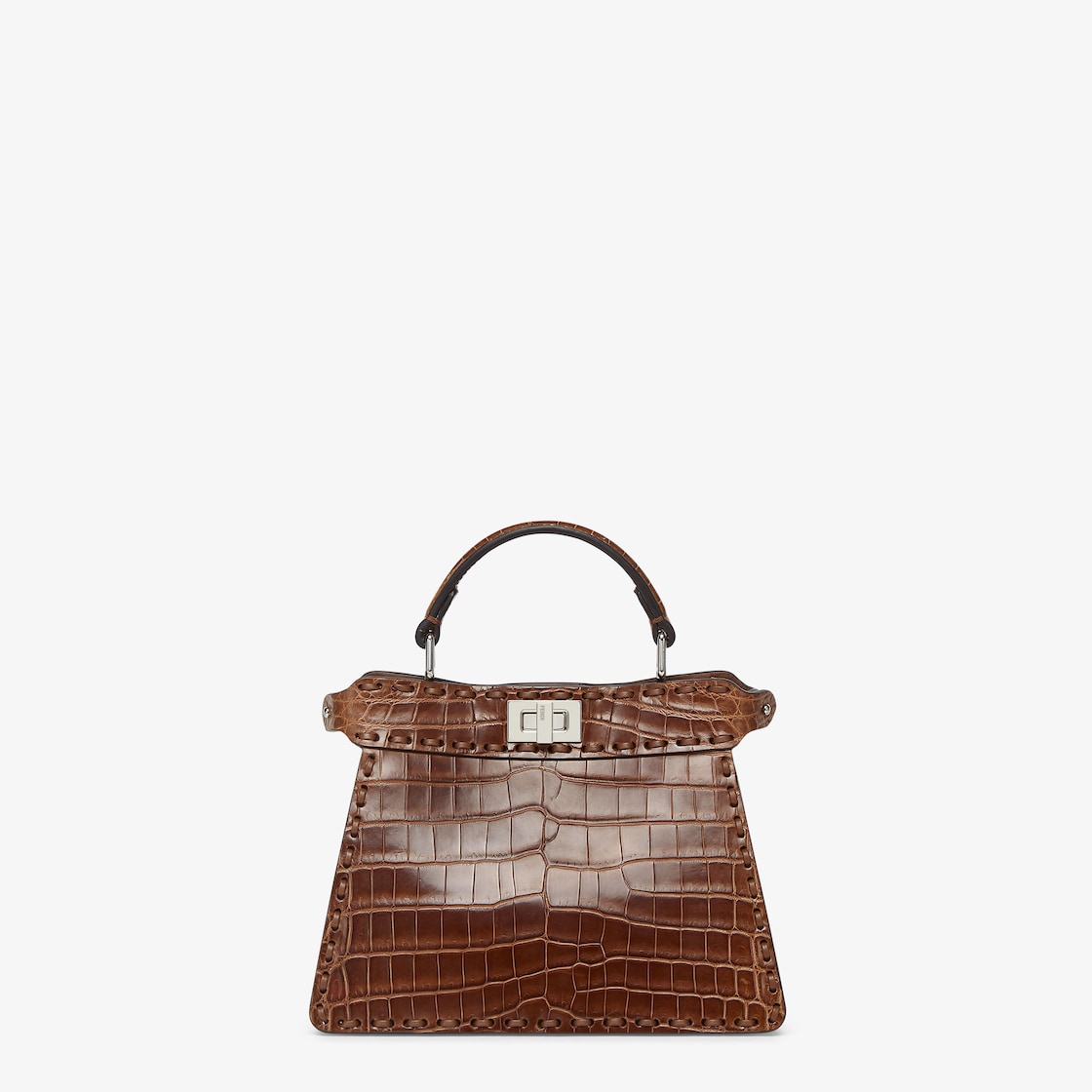 FENDI Peekaboo ISeeU Petite Brown crocodile bag with 306 hand-sewn topstitches - Image 1